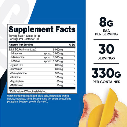 Nutricost EAA Powder – Peach Mango Essential Amino Acids, 30 Servings, Gluten-Free, GMO-Free & Vegetarian-Friendly