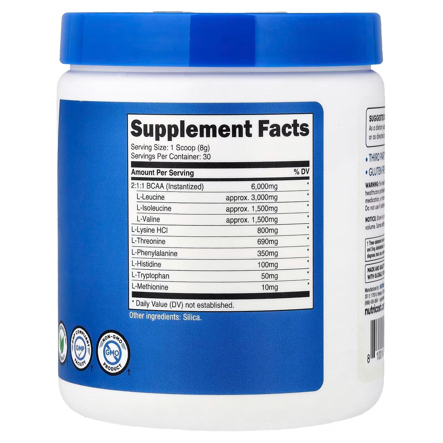 Nutricost EAA Powder – Unflavored Essential Amino Acids, 30 Servings, GMO-Free, Gluten-Free & Vegetarian-Friendly