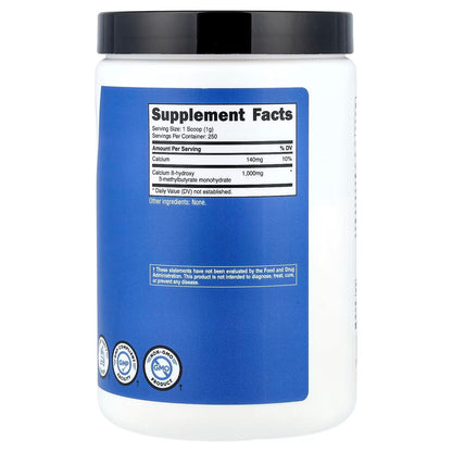 Nutricost HMB Powder 250g (Beta-Hydroxy Beta-Methylbutyrate) – Gluten-Free & GMO-Free