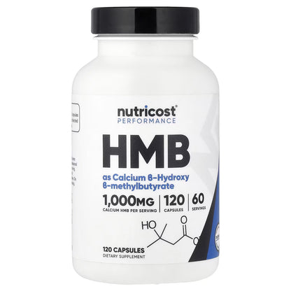 Nutricost HMB 1000mg – 120 Capsules, 500mg Per Capsule, 60 Servings, Gluten-Free & GMO-Free