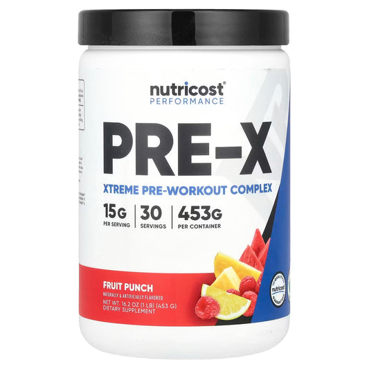Nutricost Pre-X Xtreme Pre-Workout Powder – Fruit Punch, 30 Servings, Advanced Workout Formula