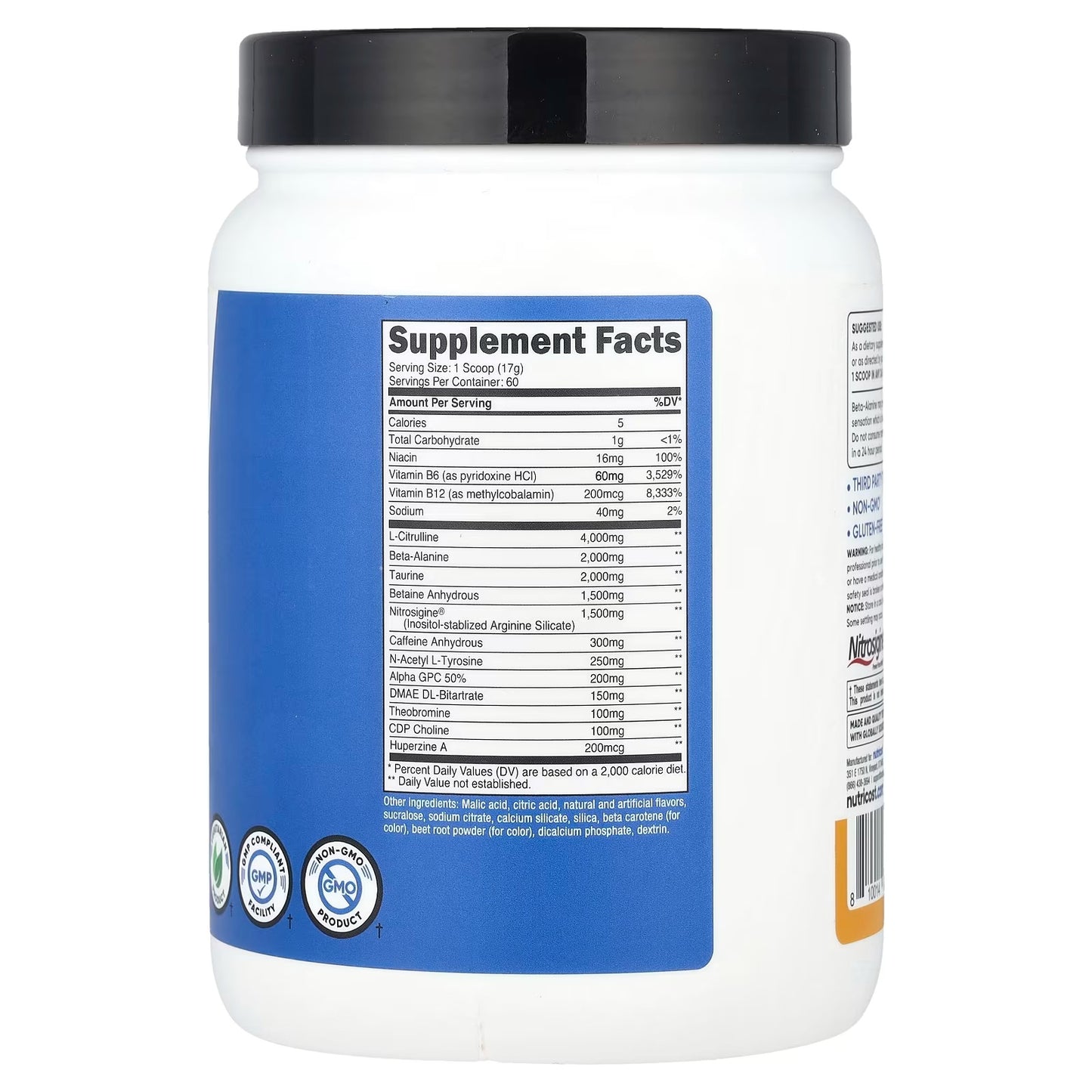 Nutricost Pre-X Extreme Pre-Workout Powder – Peach Mango, 30 Servings, Advanced Workout Formula