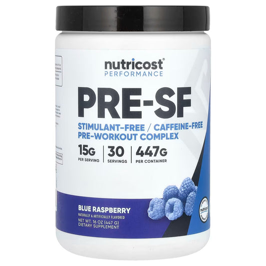 Nutricost Stim-Free Pre-Workout Powder – Blue Raspberry, 30 Servings, Caffeine-Free Workout Supplement
