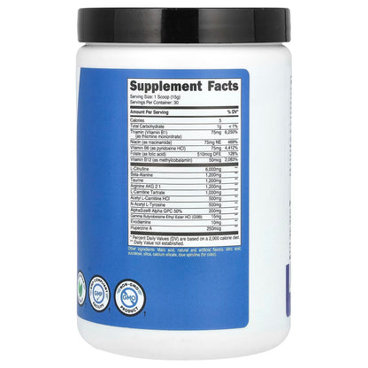 Nutricost Stim-Free Pre-Workout Powder – Blue Raspberry, 30 Servings, Caffeine-Free Workout Supplement