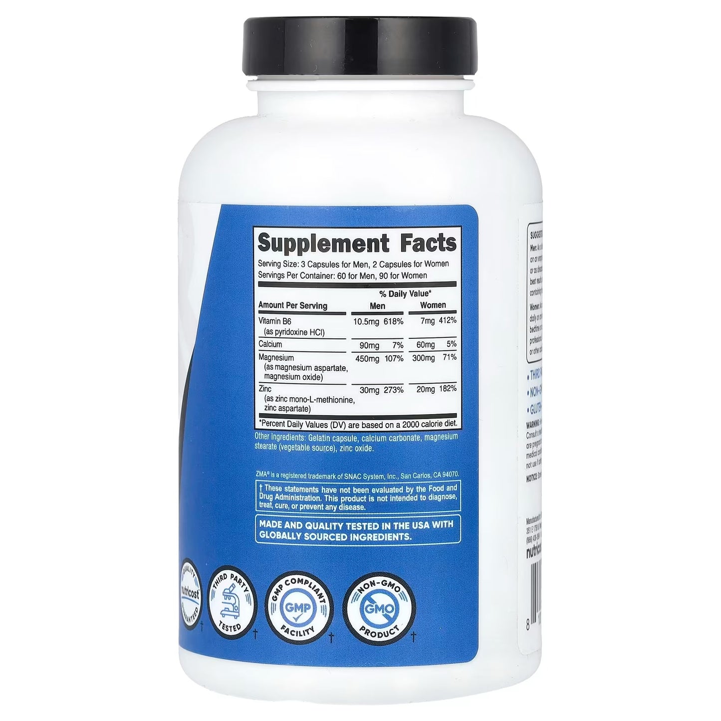 Nutricost ZMA Supplement – 180 Capsules, Zinc Magnesium & Vitamin B6, Non-GMO & Gluten-Free