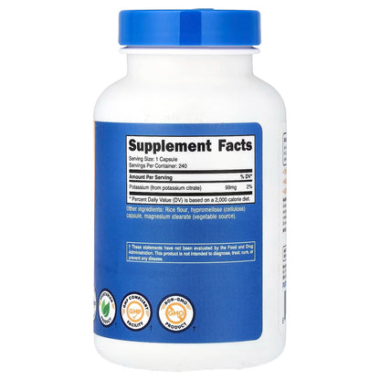 Nutricost Potassium 99mg & Magnesium 210mg Citrates – 240 Capsules, 2 Pack, Non-GMO & Gluten-Free