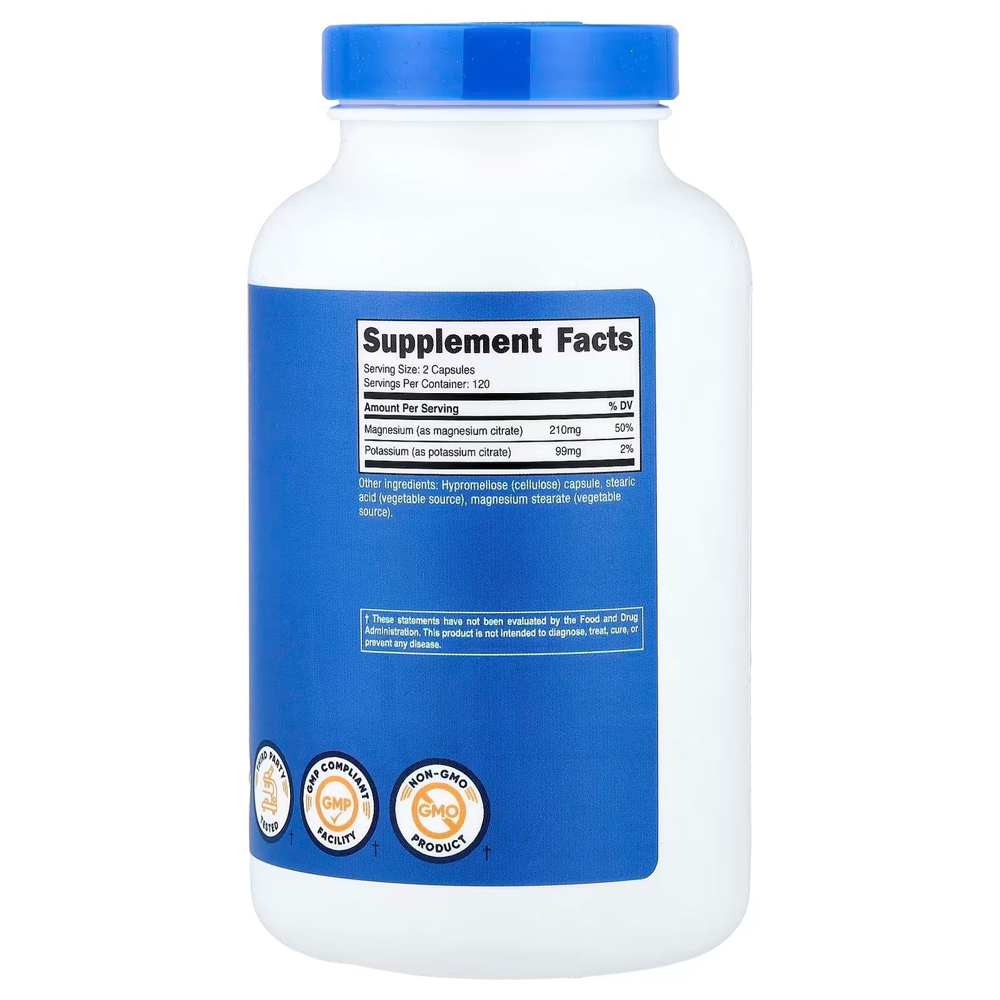 Nutricost Potassium 99mg + Magnesium 210mg Citrates – 240 Capsules, Gluten-Free & GMO-Free