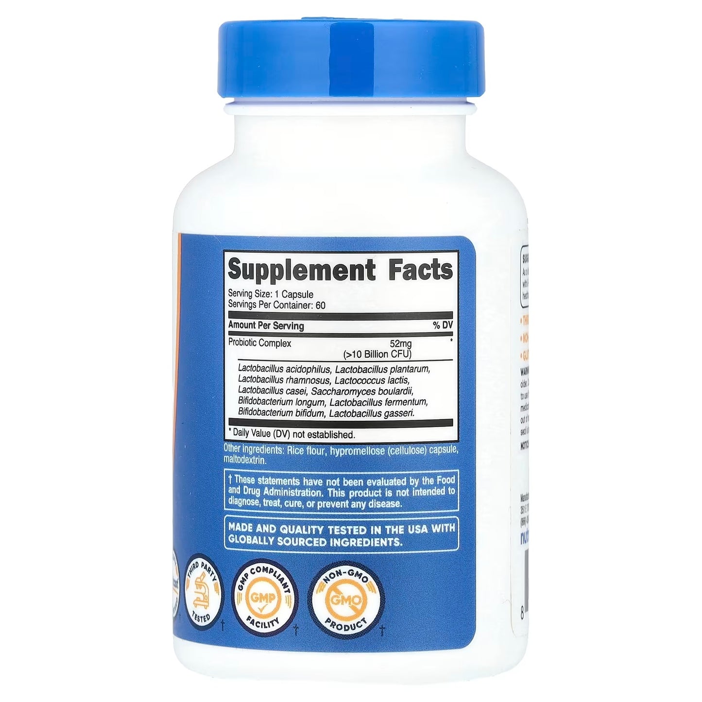 Nutricost Probiotic Complex 50 Billion CFU – 60 Vegetarian Capsules for Men & Women, Gluten-Free & GMO-Free