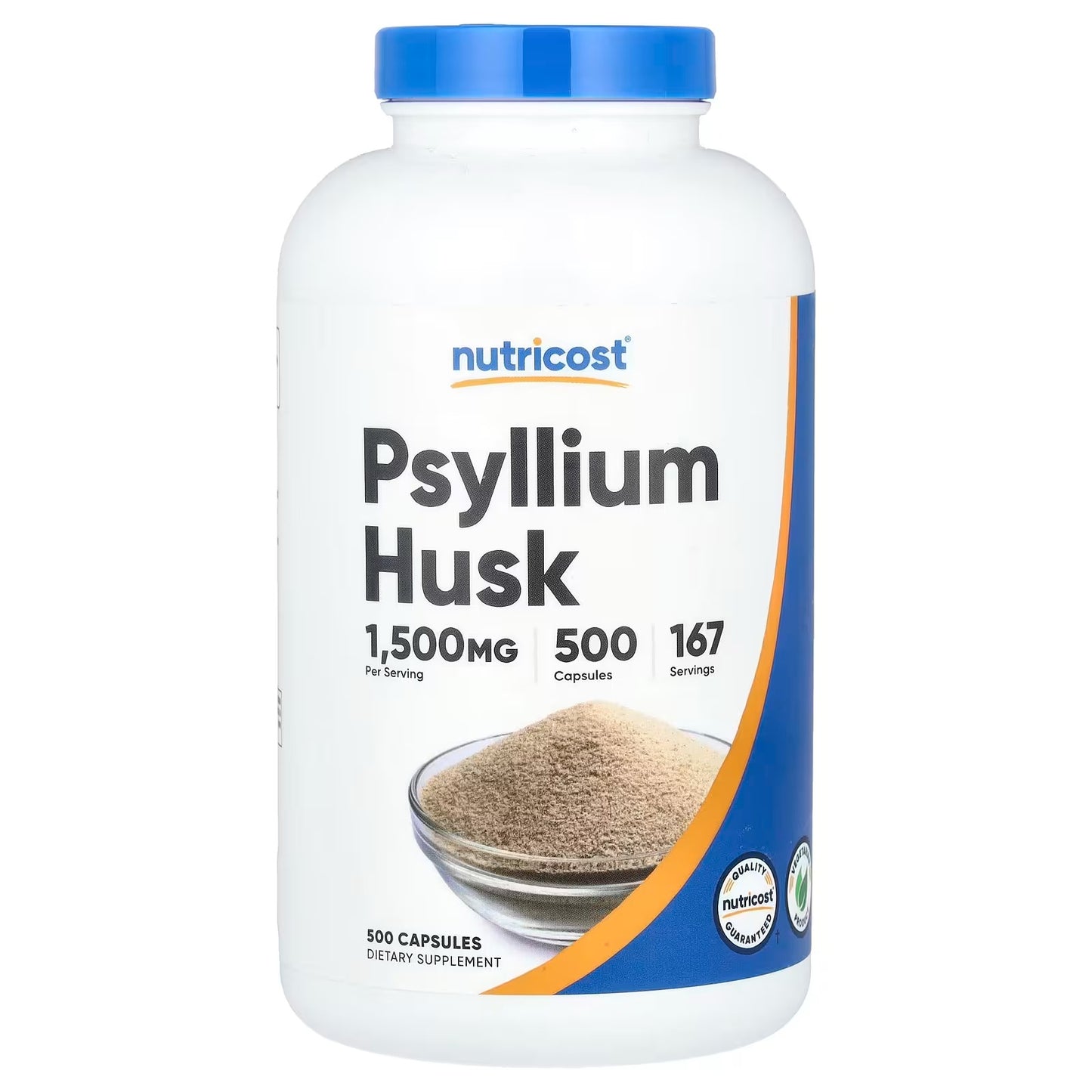 Nutricost Psyllium Husk 1500mg – 500 Capsules, Gluten-Free & GMO-Free Fiber Supplement