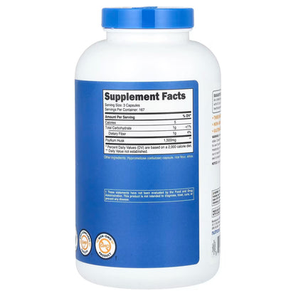 Nutricost Psyllium Husk 1500mg – 500 Capsules, Gluten-Free & GMO-Free Fiber Supplement