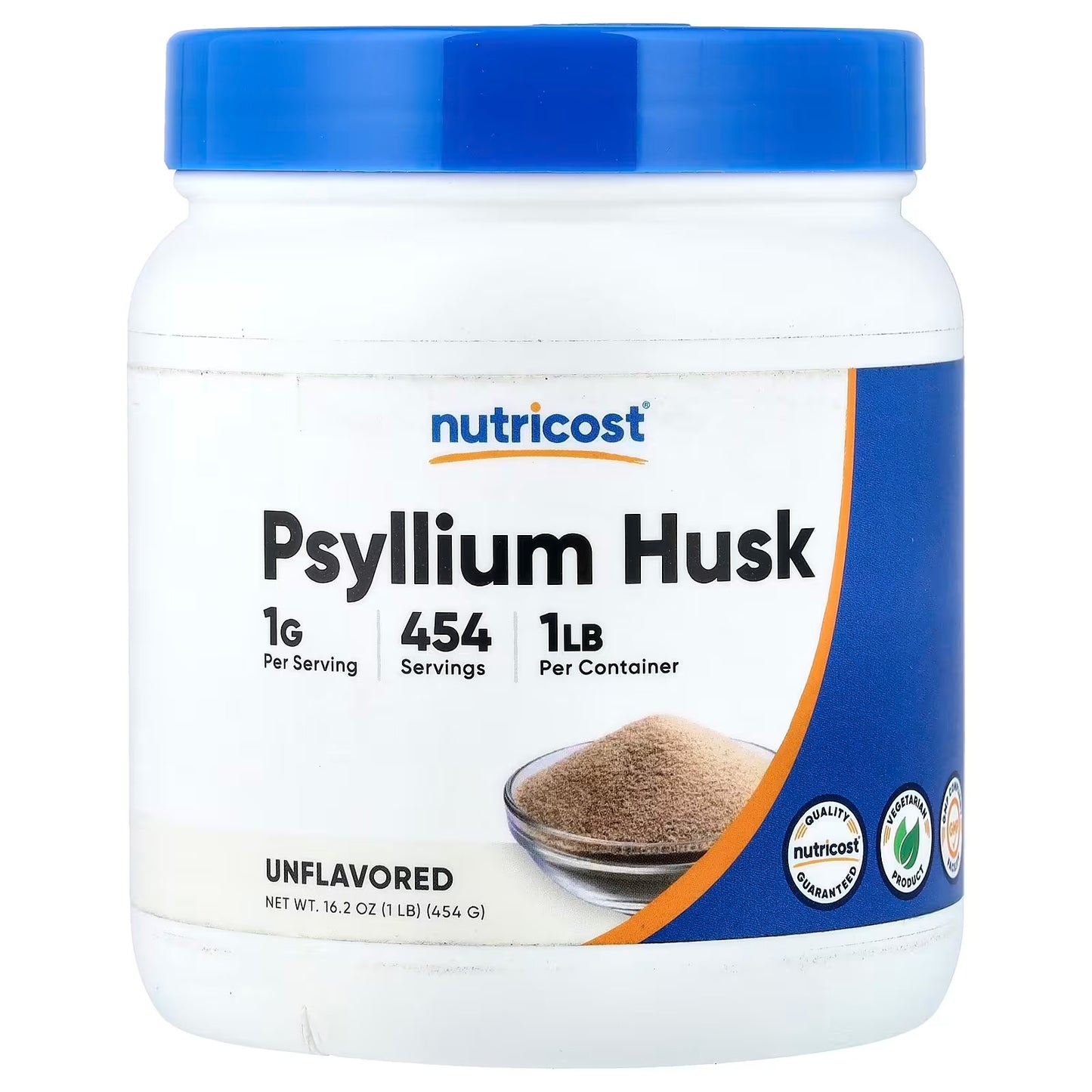 Nutricost Psyllium Husk Ground Powder 1 lb (454g) – Gluten-Free & Non-GMO Fiber Supplement