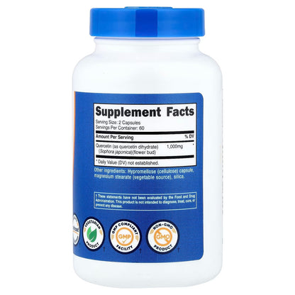 Nutricost Quercetin 1000mg – 120 Vegetarian Capsules, 60 Servings, 500mg Per Capsule, Gluten-Free & GMO-Free