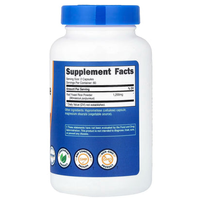 Nutricost Red Yeast Rice 1200mg – 120 Vegetarian Capsules, 60 Servings, Gluten-Free & GMO-Free