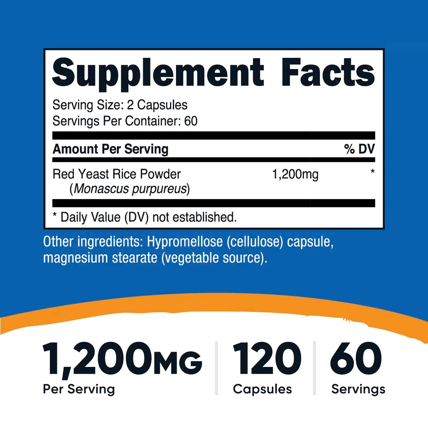 Nutricost Red Yeast Rice 1200mg – 120 Vegetarian Capsules, 60 Servings, Gluten-Free & GMO-Free