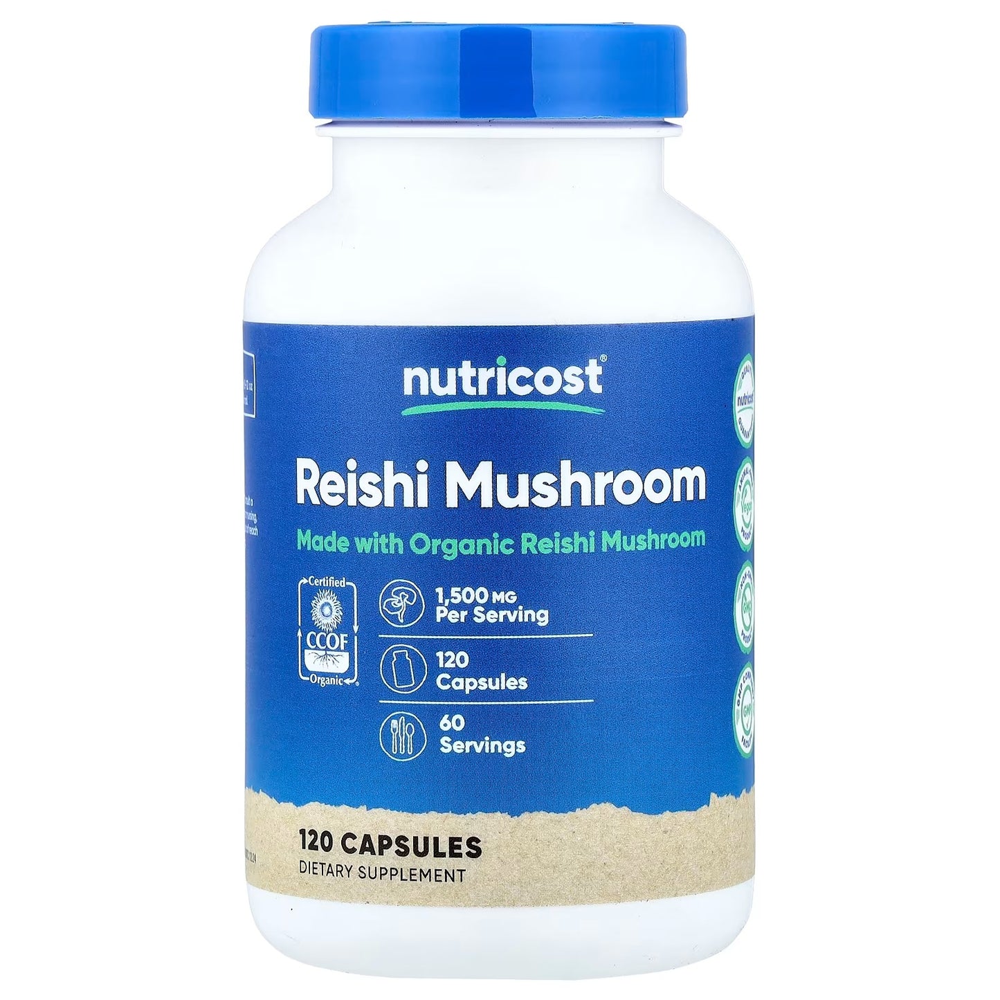 Nutricost Reishi Mushroom 1500mg – 120 Capsules, 60 Servings, Gluten-Free Mushroom Supplement
