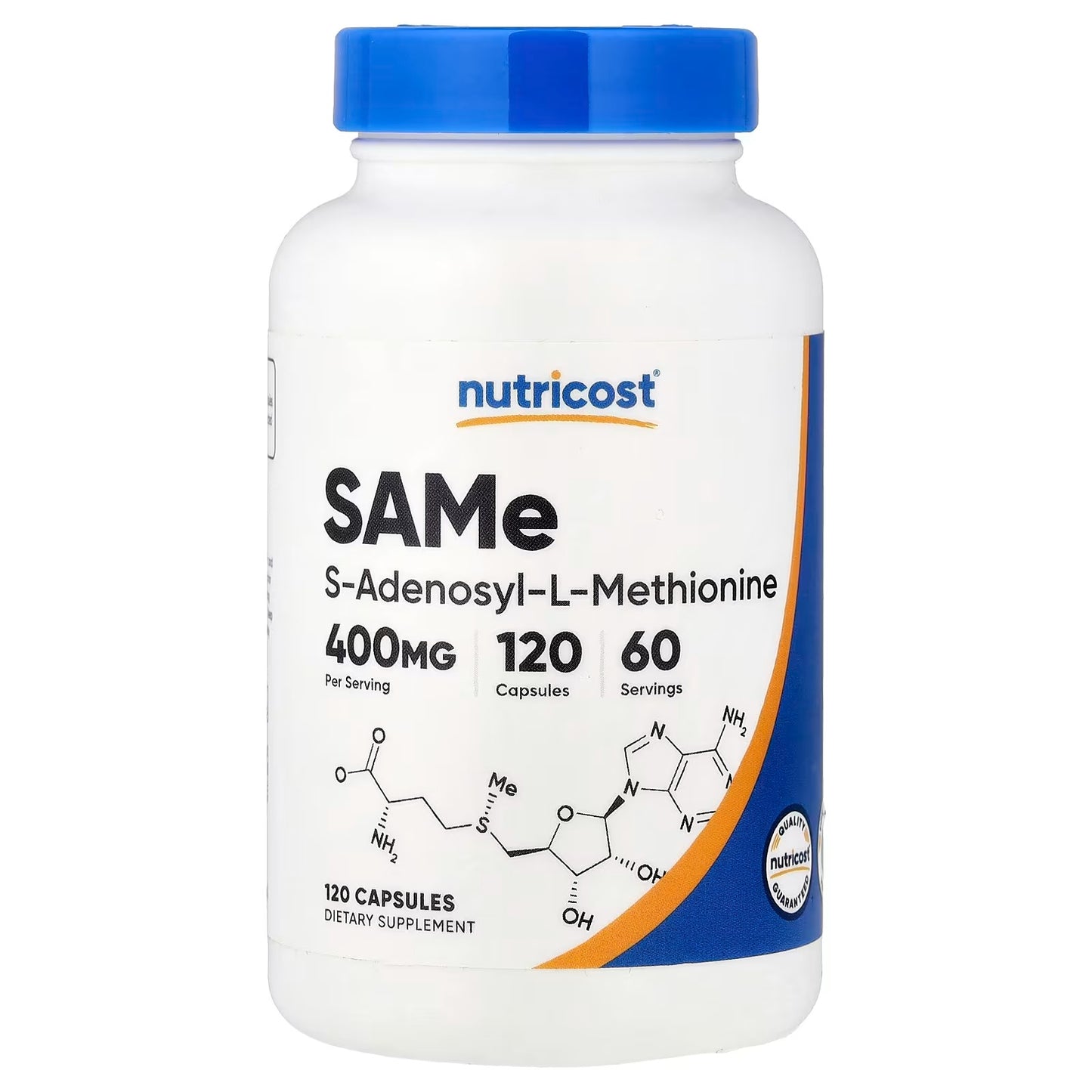Nutricost SAM-e 400mg (S-Adenosyl-L-Methionine) – 120 Vegetarian Capsules, 60 Servings, Gluten-Free & GMO-Free