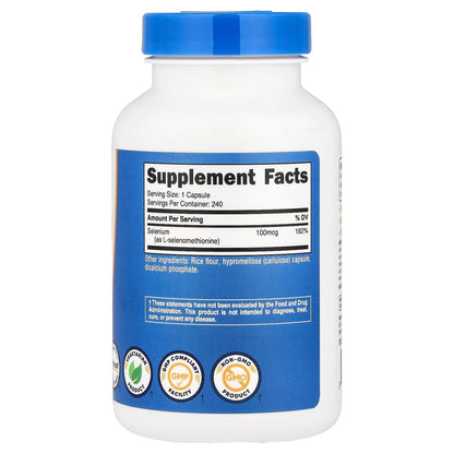 Nutricost Selenium 100mcg – 240 Vegetarian Capsules, Gluten-Free Mineral Supplement
