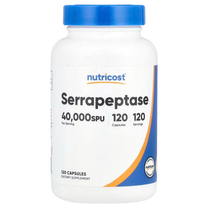 Nutricost Serrapeptase 40,000 SPU – 120 Capsules, Gluten-Free & GMO-Free Enzyme Supplement