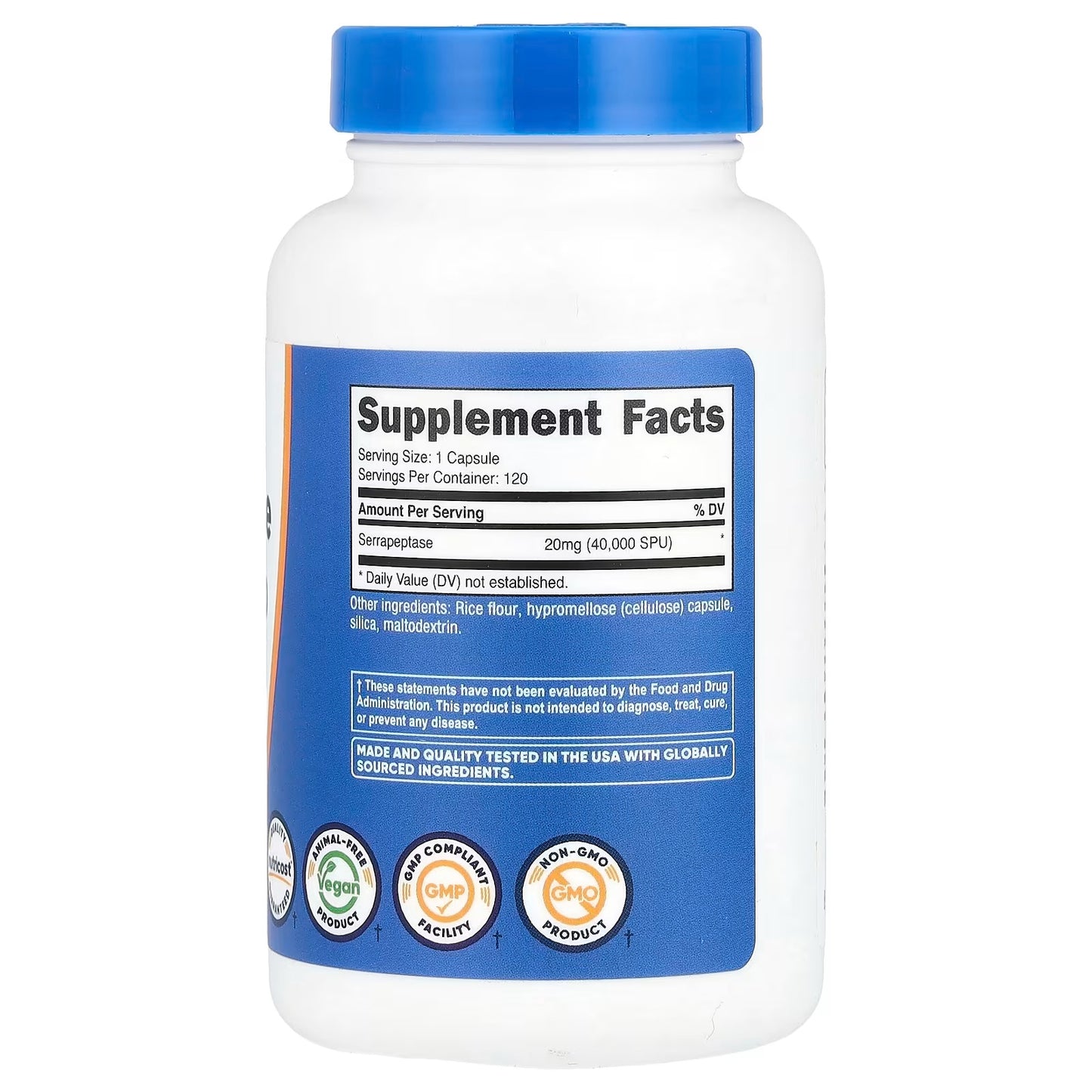 Nutricost Serrapeptase 40,000 SPU – 120 Capsules, Gluten-Free & GMO-Free Enzyme Supplement