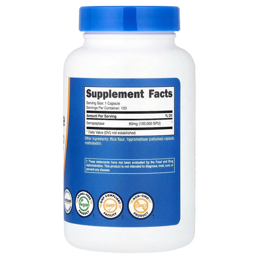Nutricost Serrapeptase 120,000 SPU – 120 Vegetarian Capsules, Gluten-Free & GMO-Free