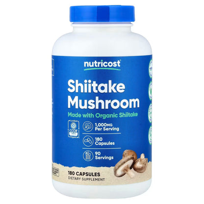 Nutricost Organic Shiitake Mushroom 1000mg – 180 Capsules, CCOF Certified Functional Mushroom Supplement