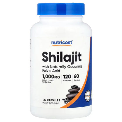 Nutricost Shilajit Extract 1000mg – 120 Vegan Capsules | Fulvic Acid, Gluten-Free & GMO-Free