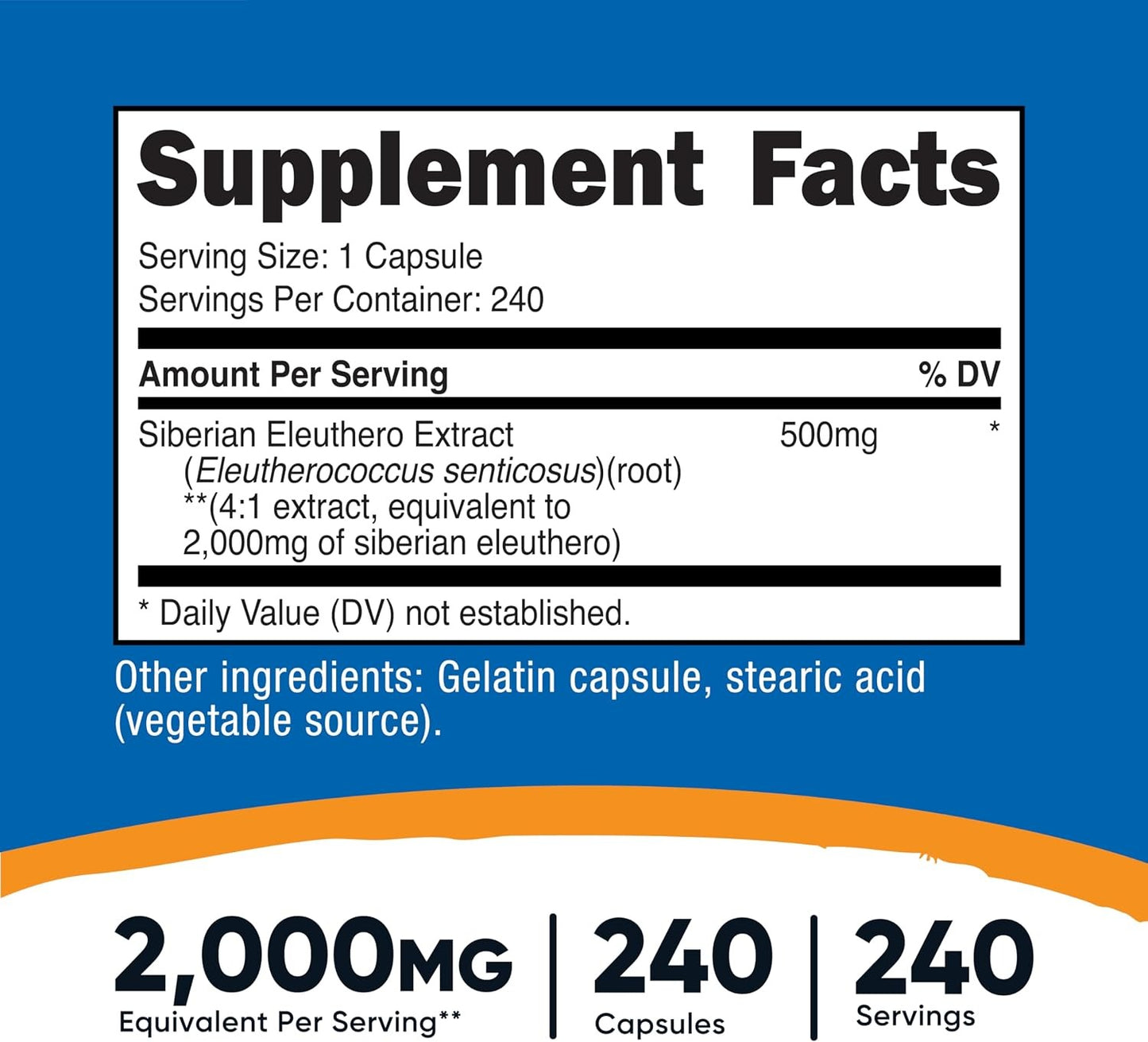 Nutricost Siberian Eleuthero 500mg – 240 Capsules, Eleutherococcus Senticosus, Gluten-Free & Non-GMO
