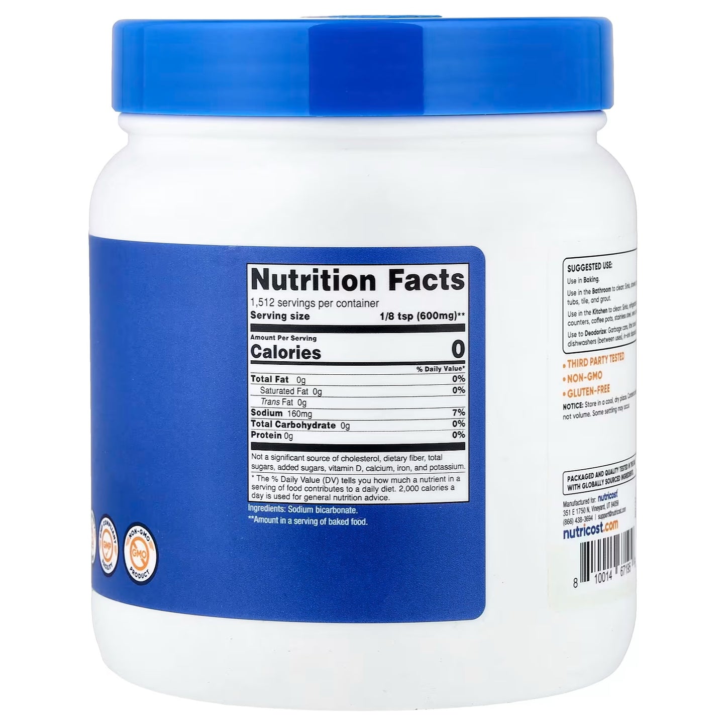 Nutricost Sodium Bicarbonate Powder 2 lbs (907g) – 600mg Per Serving, Gluten-Free Supplement