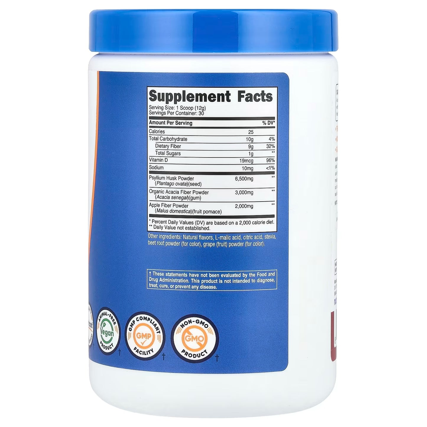 Nutricost Soluble Fiber Powder – Berry Flavor, 30 Servings, Gluten-Free & Vegan Fiber Supplement