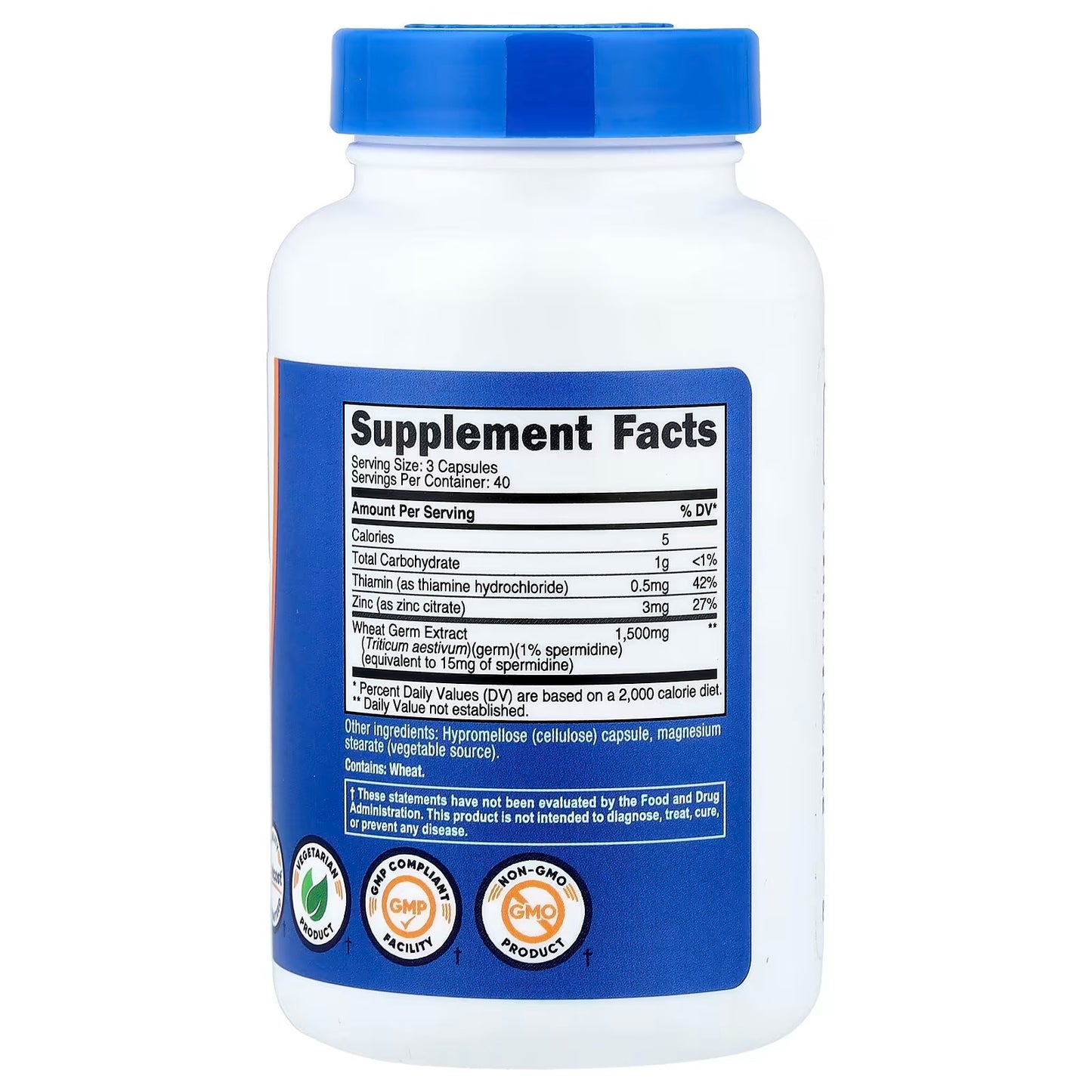 Nutricost Spermidine Wheat Germ Extract – 120 Capsules, 40 Servings, Spermidine Supplement