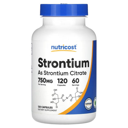 Nutricost Strontium 750mg – 120 Vegetarian Capsules, Non-GMO & Gluten-Free Mineral Supplement
