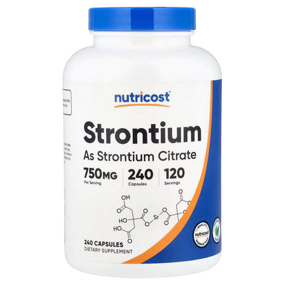 Nutricost Strontium 750mg – 240 Vegetarian Capsules, Non-GMO & Gluten-Free Mineral Supplement