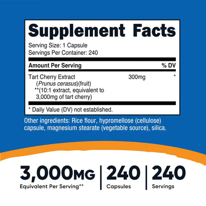 Nutricost Tart Cherry Extract – 240 Vegetarian Capsules, 240 Servings, Gluten-Free & GMO-Free