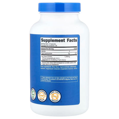 Nutricost Tart Cherry Extract – 240 Vegetarian Capsules, 240 Servings, Gluten-Free & GMO-Free