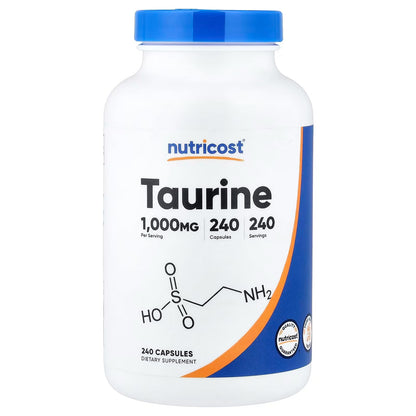 Nutricost Taurine 1000mg – 240 Capsules, GMO-Free & Gluten-Free Amino Acid Supplement