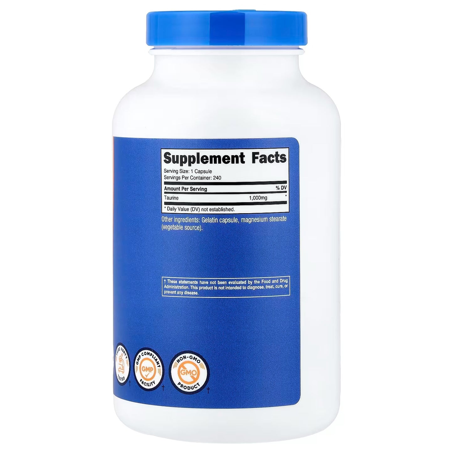 Nutricost Taurine 1000mg – 240 Capsules, GMO-Free & Gluten-Free Amino Acid Supplement