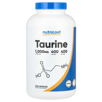 Nutricost Taurine 1000mg – 400 Capsules, High-Potency Taurine Supplement