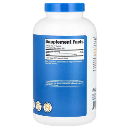 Nutricost Taurine 1000mg – 400 Capsules, High-Potency Taurine Supplement