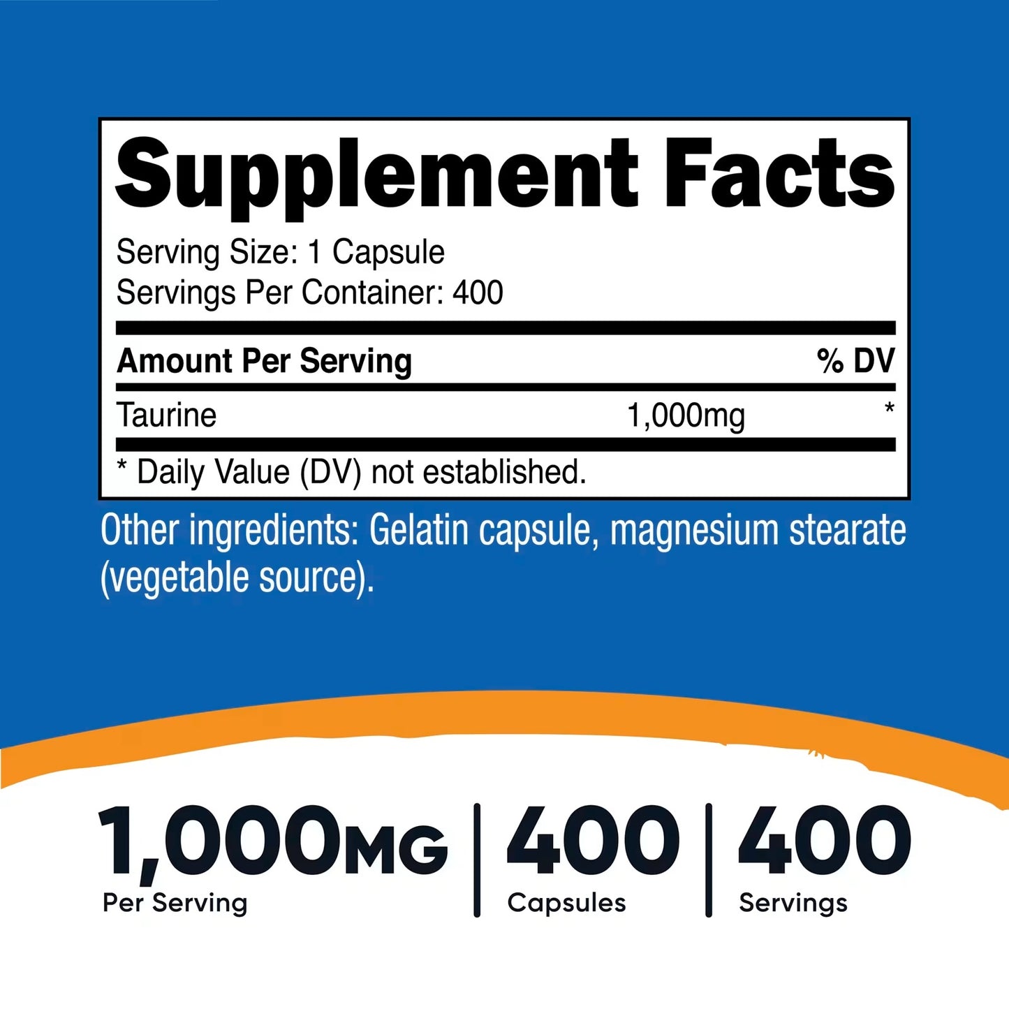 Nutricost Taurine 1000mg – 400 Capsules, High-Potency Taurine Supplement