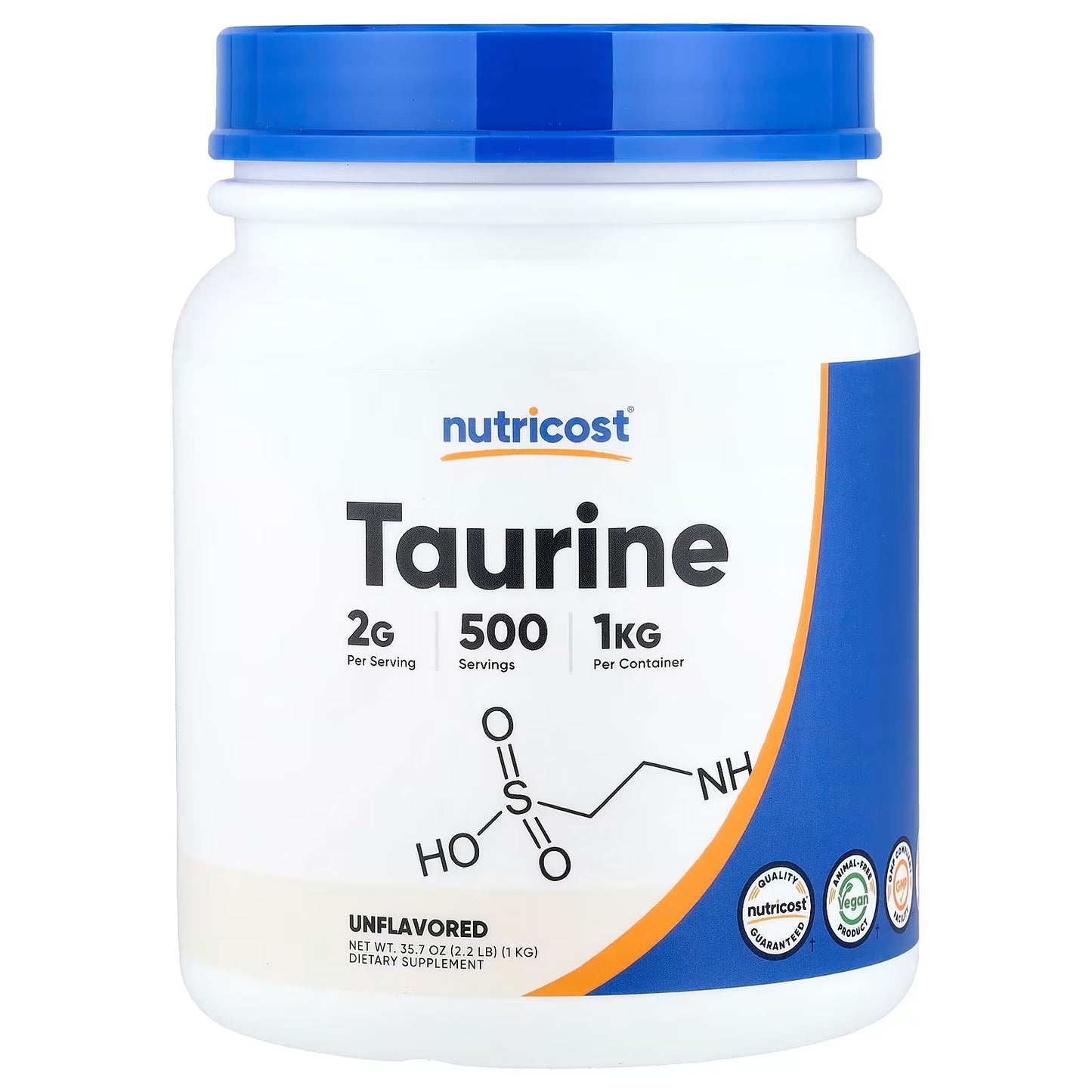 Nutricost Taurine Powder 1kg – 500 Servings, Pure Taurine Amino Acid Supplement