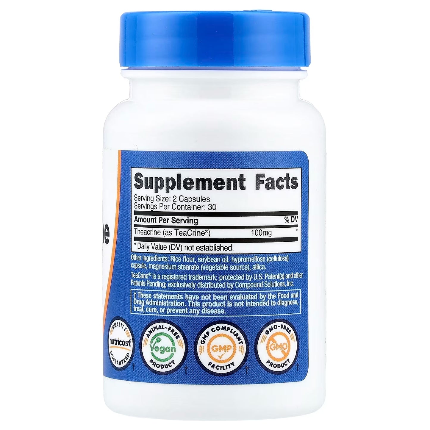 Nutricost Theacrine (Teacrine) 100mg – 60 Capsules, 30 Servings, Energy & Focus Supplement