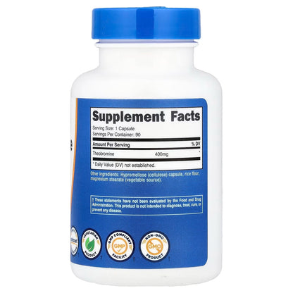 Nutricost Theobromine 400mg – 90 Vegetarian Capsules, Gluten-Free & Non-GMO Supplement
