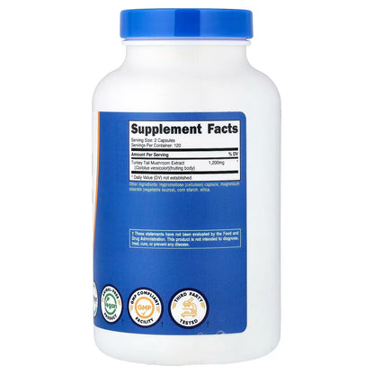 Nutricost Turkey Tail Mushroom 1200mg – 120 Capsules, 60 Servings, Functional Mushroom Supplement