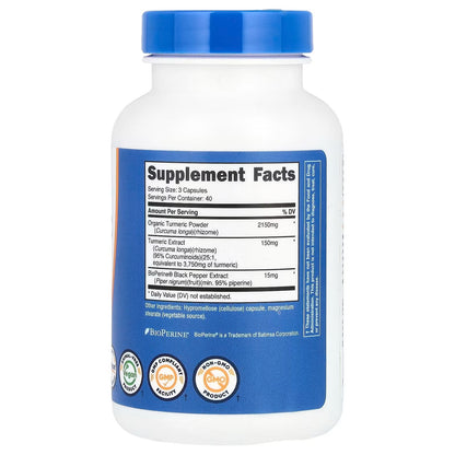 Nutricost Turmeric Curcumin with BioPerine 2300mg – 120 Capsules, GMO-Free Herbal Supplement