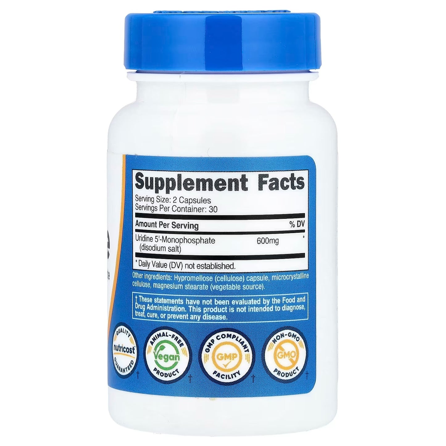 Nutricost Uridine Monophosphate (UMP) 600mg – 60 Vegan Capsules, 30 Servings