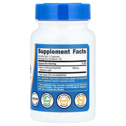 Nutricost Uridine Monophosphate (UMP) 600mg – 60 Vegan Capsules, 30 Servings
