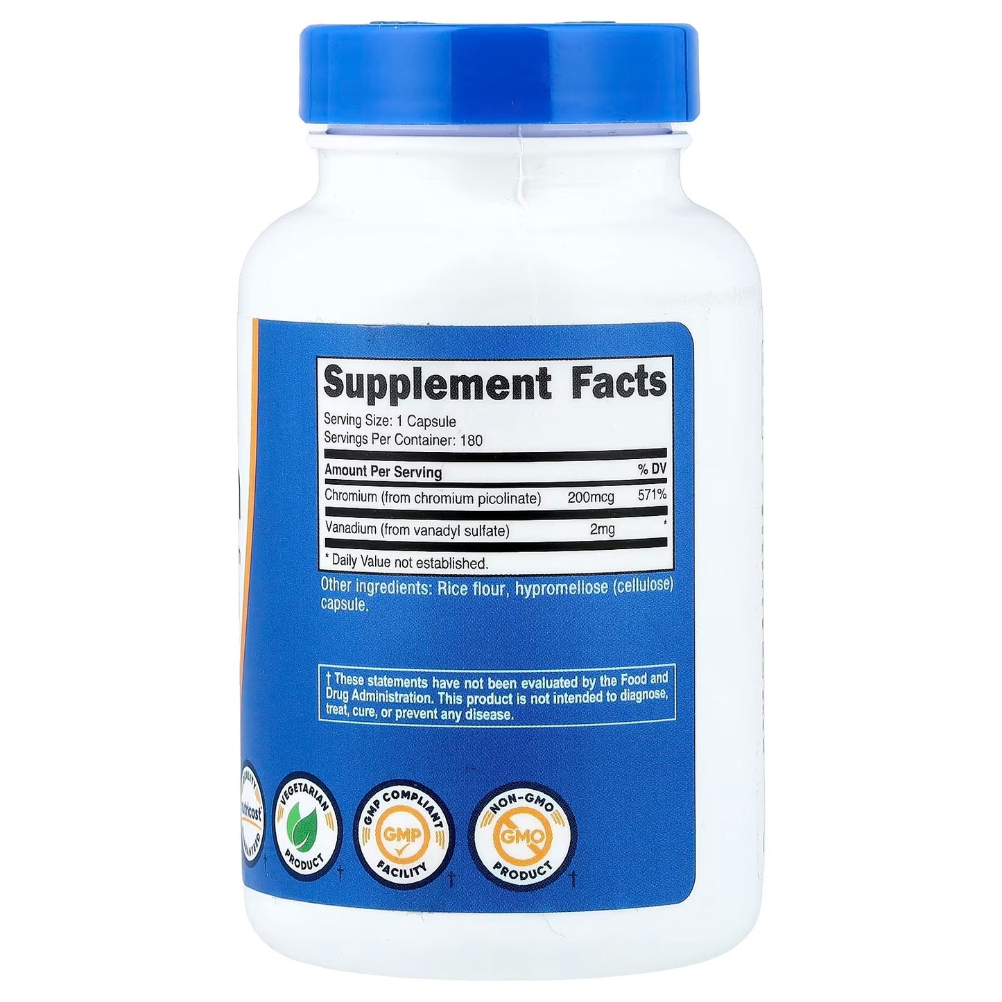 Nutricost Vanadium + Chromium 2mg – 180 Vegetarian Capsules, Gluten-Free Mineral Supplement