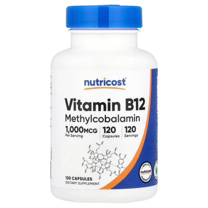 Nutricost Vitamin B12 1000mcg (Methylcobalamin) – 120 Vegetarian Capsules, Gluten-Free & GMO-Free