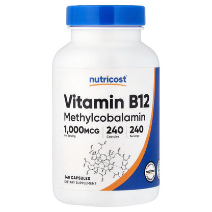Nutricost Vitamin B12 1000mcg (Methylcobalamin) – 240 Vegetarian Capsules, Gluten-Free & GMO-Free