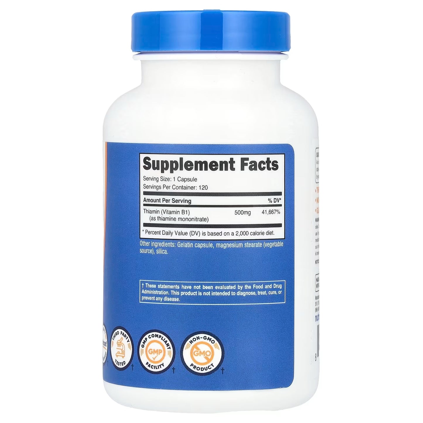 Nutricost Vitamin B1 (Thiamine) 500mg – 120 Capsules, High-Potency Vitamin B1 Supplement